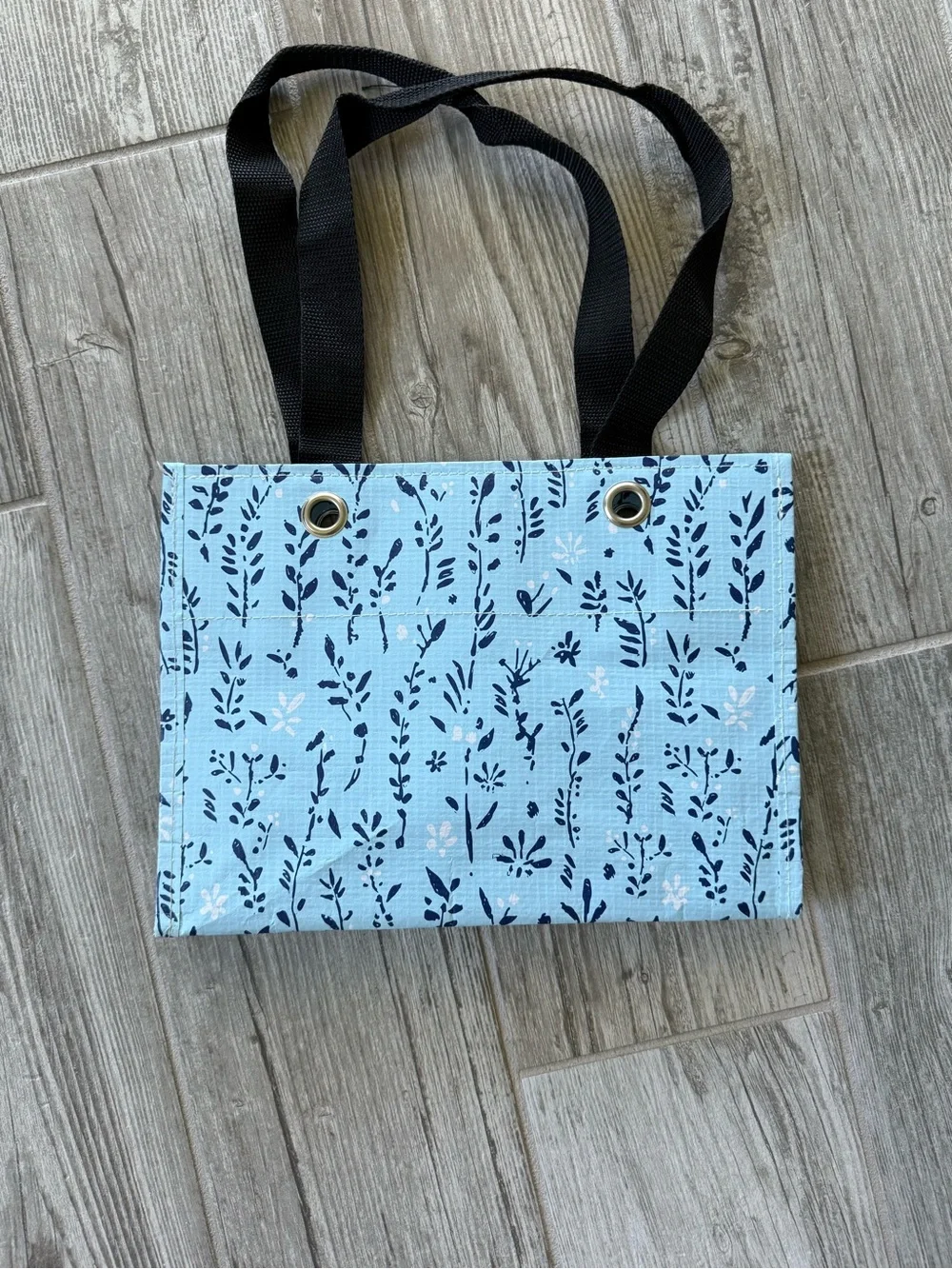 Scout Light Blue Floral gift Bag with Black Straps
